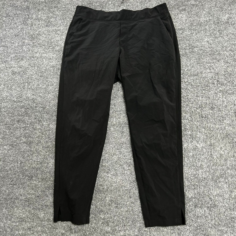Athleta Pants Womens Size 12 Black Hybrid Ribbed Trim Tapered Ankle Athletic